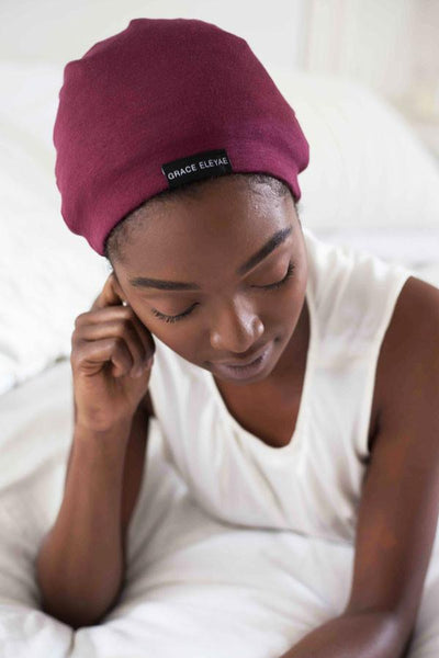 Grace Eleyae Wine Red Slap Satin-Lined Cap