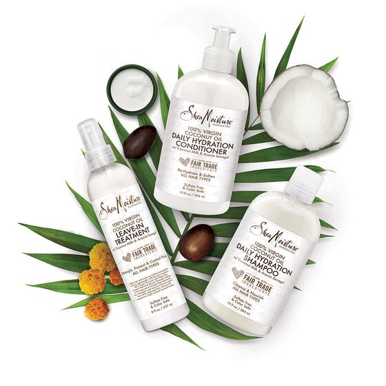 Shea Moisture - 100% Virgin Coconut Oil Daily Hydration Conditioner w/Coconut Milk & Acacia Senegal - Afroshoppe.ch