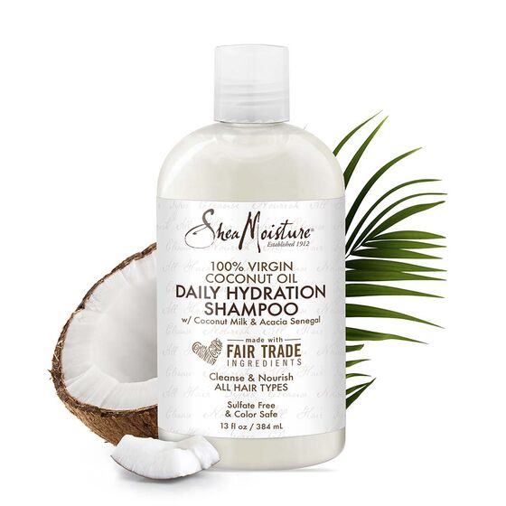 Shea Moisture - 100% Virgin Coconut Oil Daily Hydration Shampoo w/Coconut Milk & Acacia Senegal - Afroshoppe.ch
